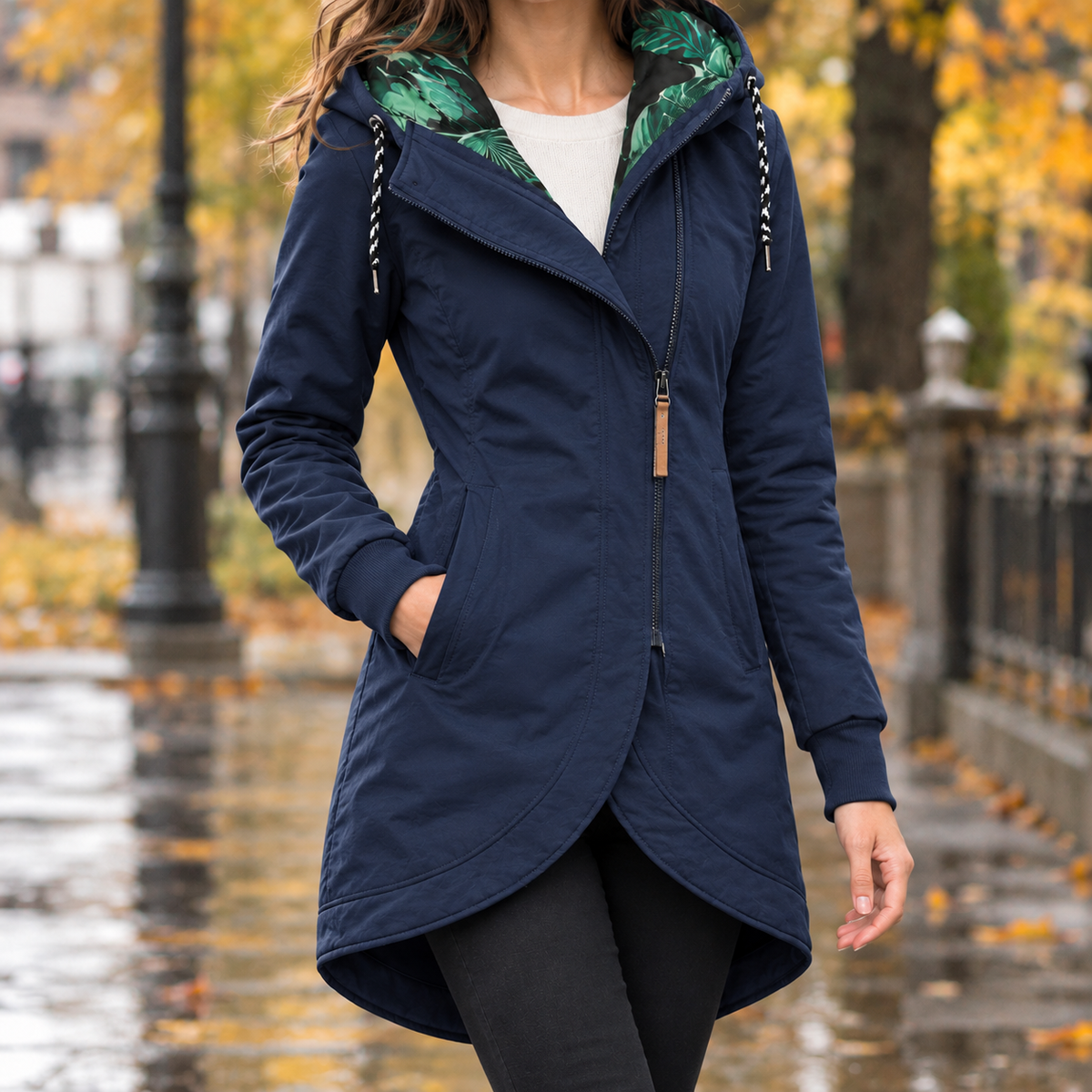 Heidi-Louise Hooded Jacket - Navy Blue