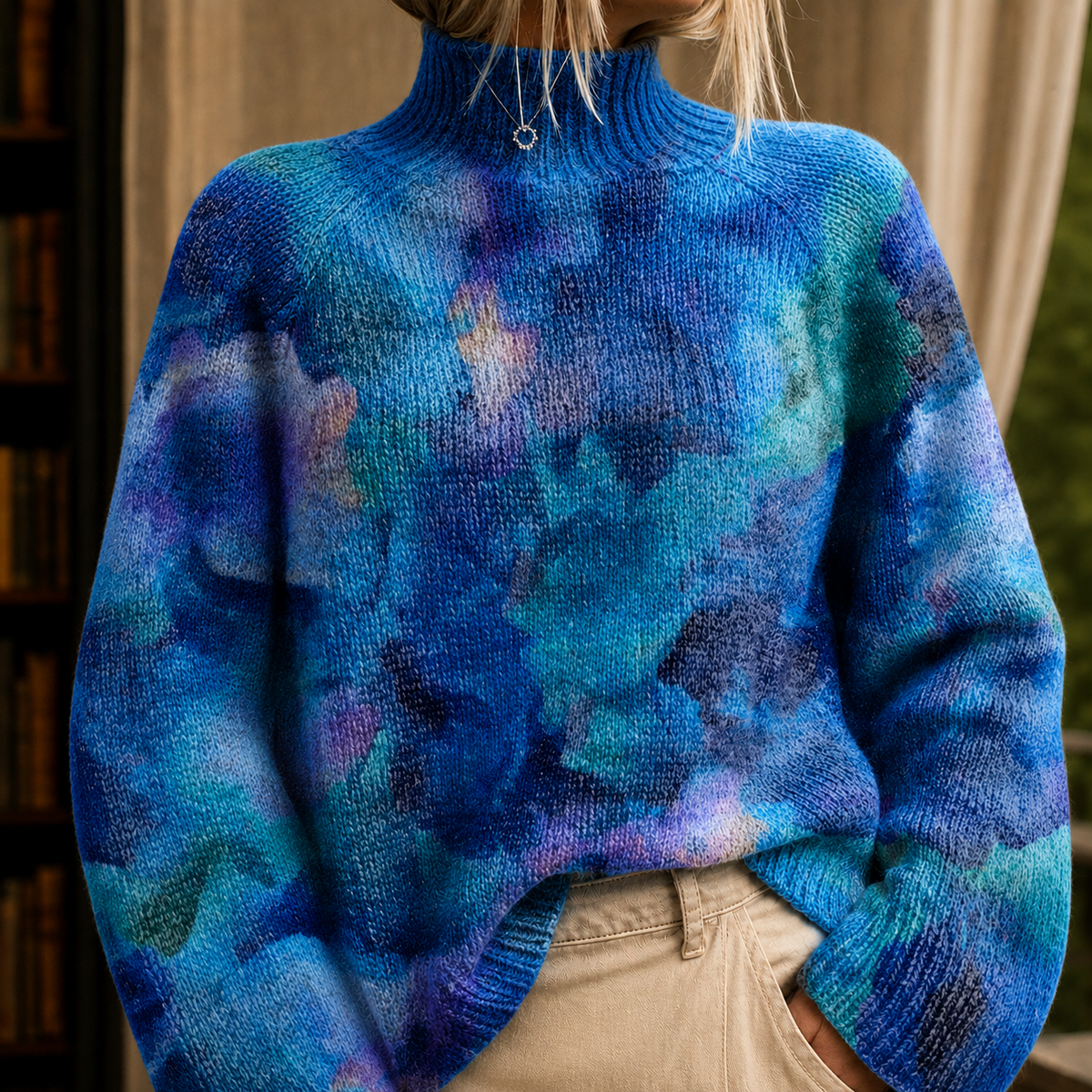 Mina Patterned Sweater - Blue