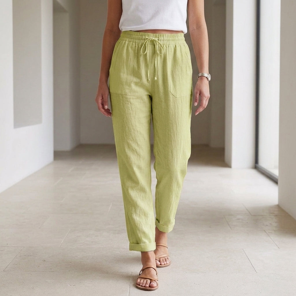 Sofia Relaxed Pants - Yellow-green