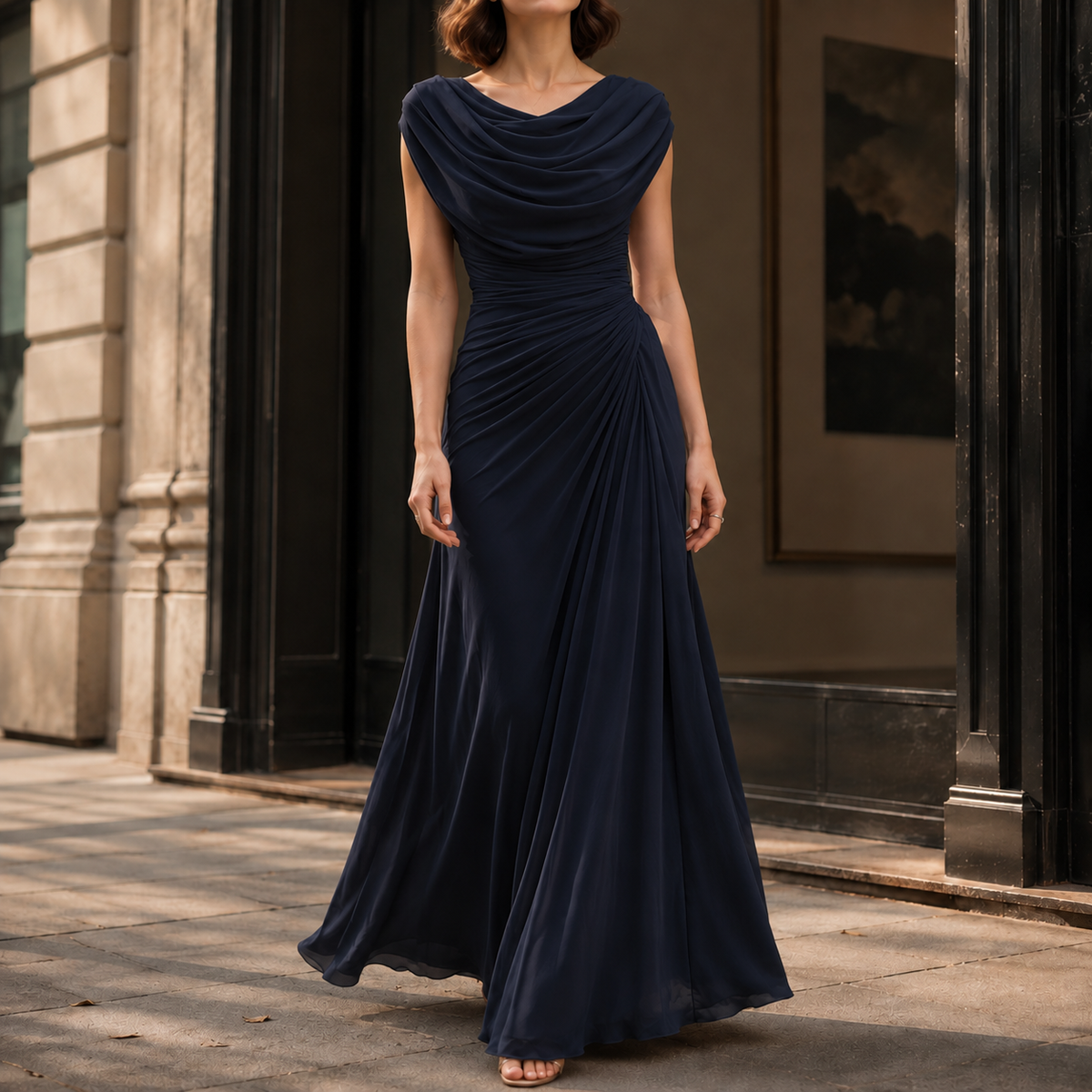 Sylvie-Skye Cowl Maxi Dress - Navy Blue