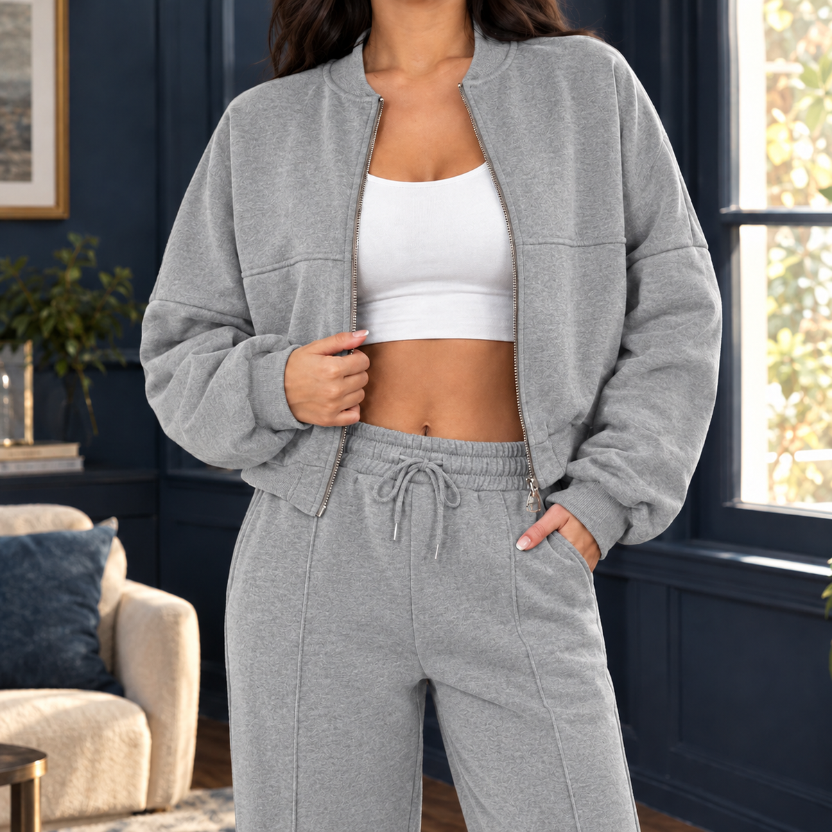 Allegra-Louise Wide Leg Set - Gray