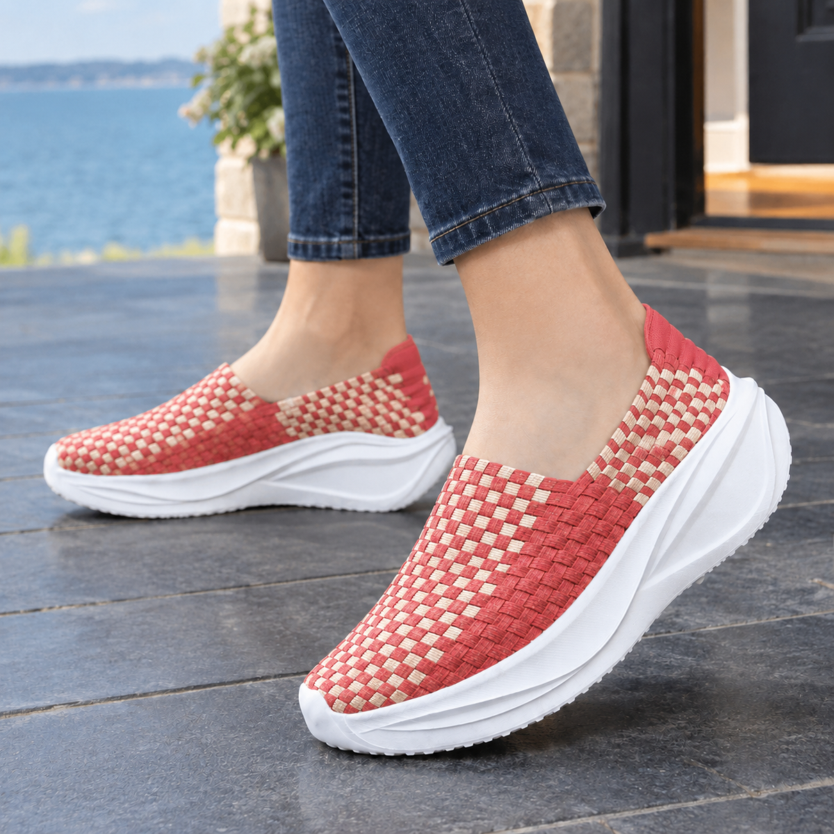 Albizzi Woven Sneakers - Coral