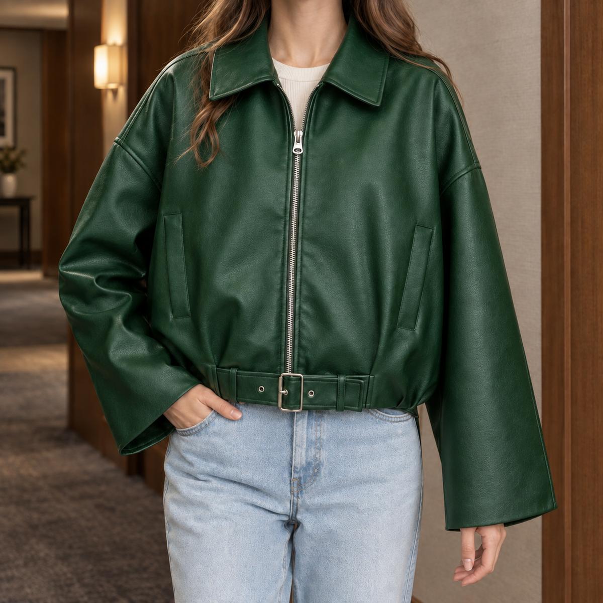 Perpetua Belted Jacket - Customized Green