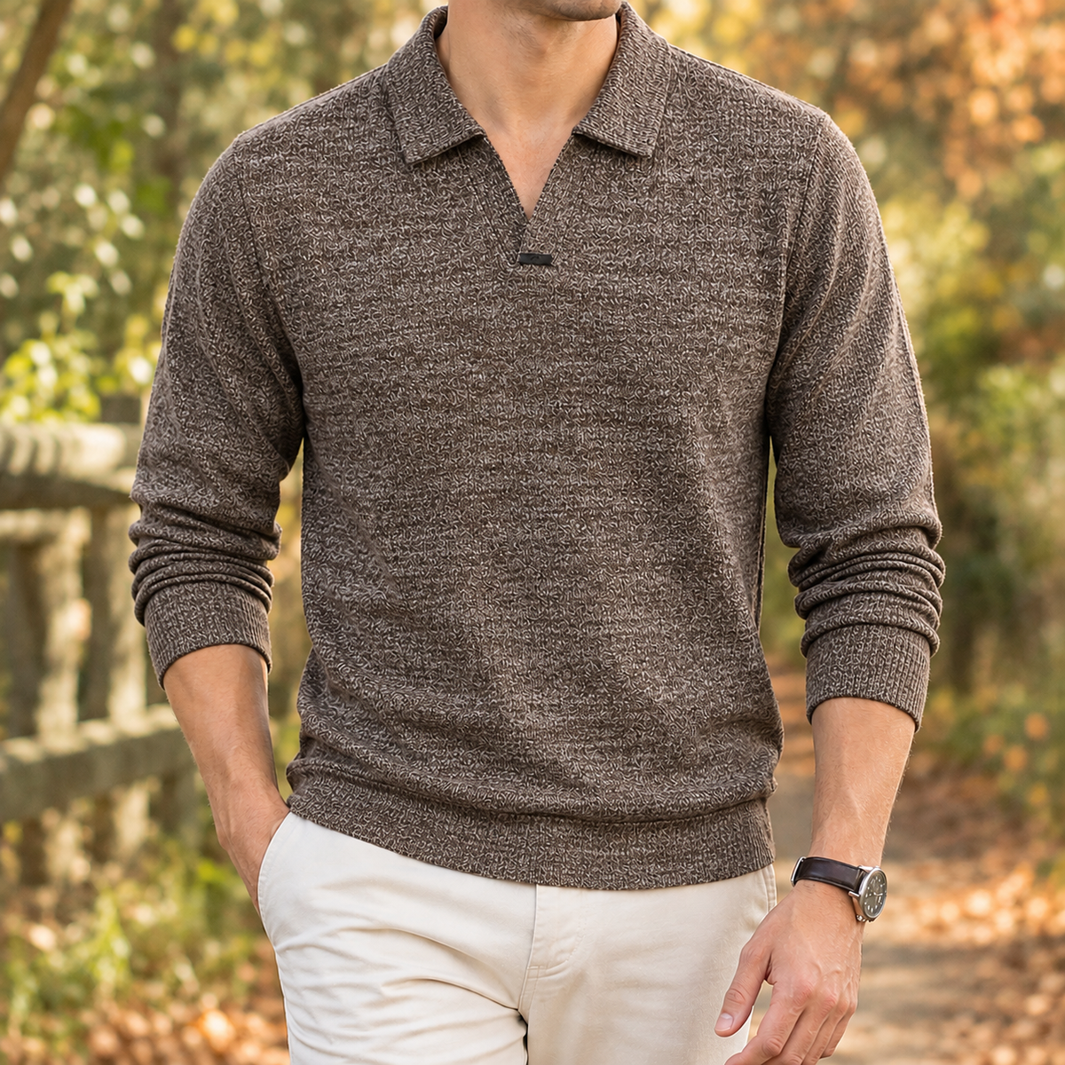 Albin Polo Sweater - Brown