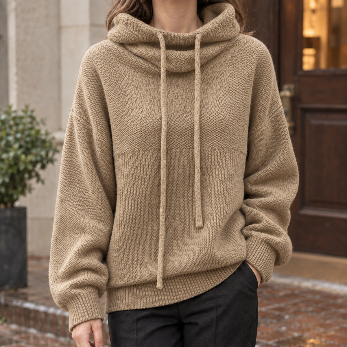 Etta Cowl Neck Sweater - Camel
