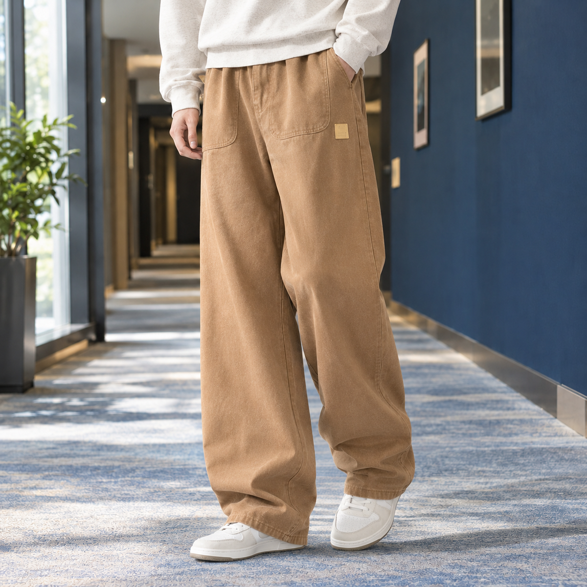 Douglas-Flynn Wide Leg Pants - Khaki