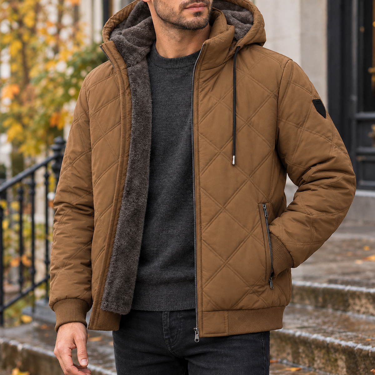 Bartholomew Quilted Jacket - Caramel Brown