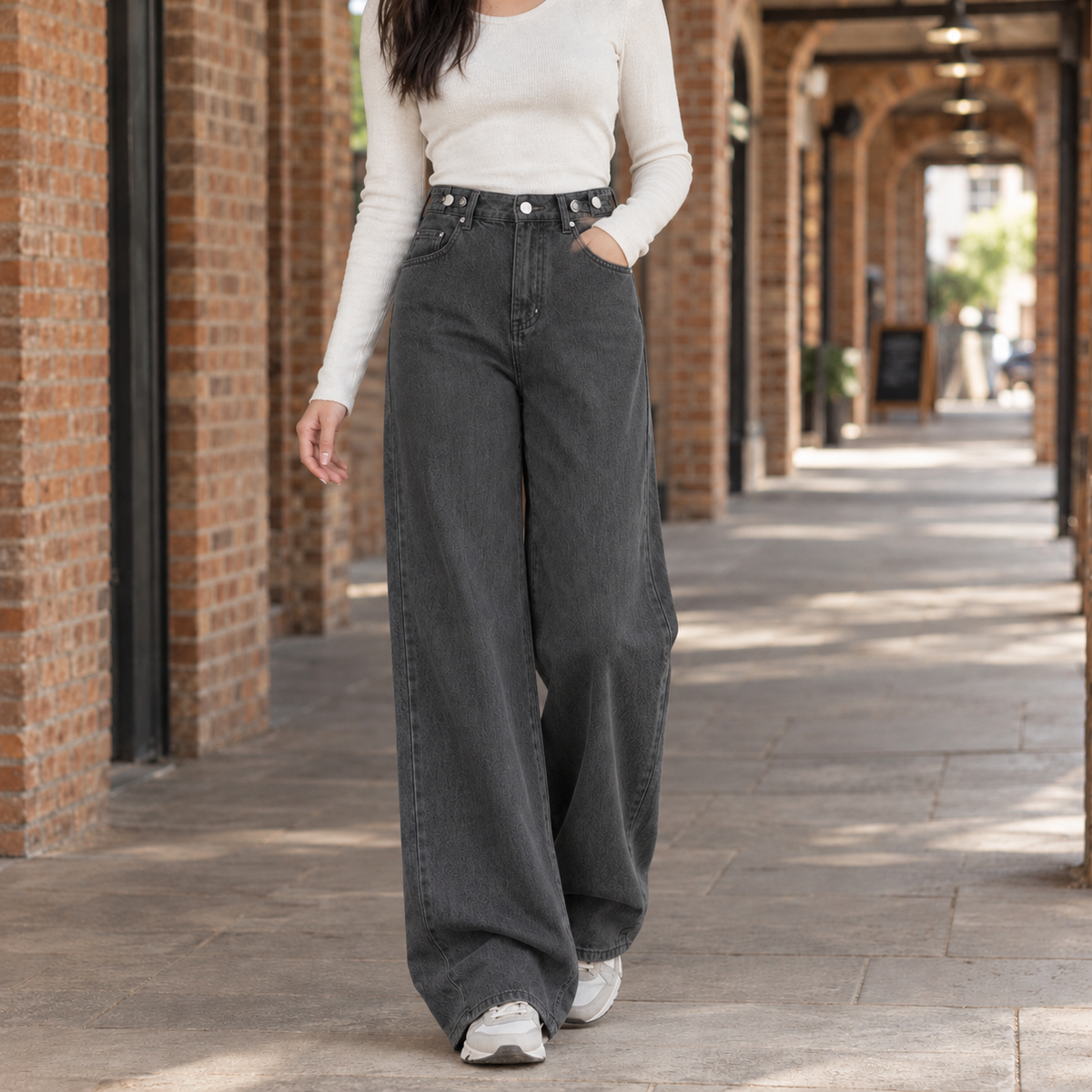 Susannah Wide-Leg Jeans - Smoke Gray
