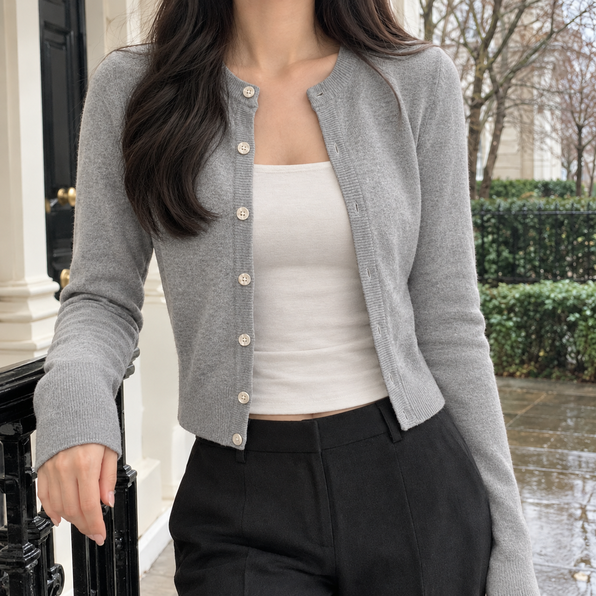Solene-June Slim Cardigan - Gray