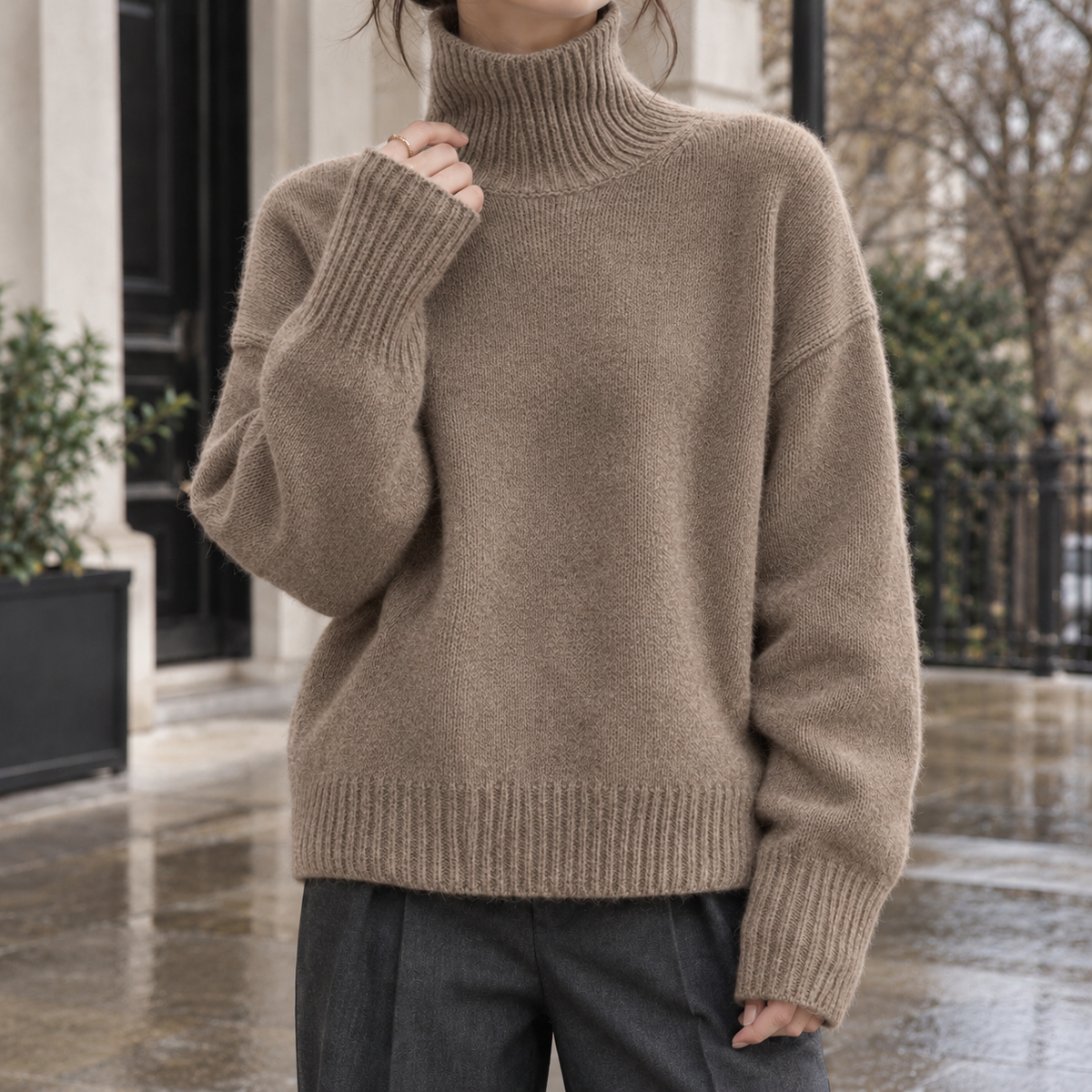 Benedetta-Grace Wool Turtleneck Sweater - Brown