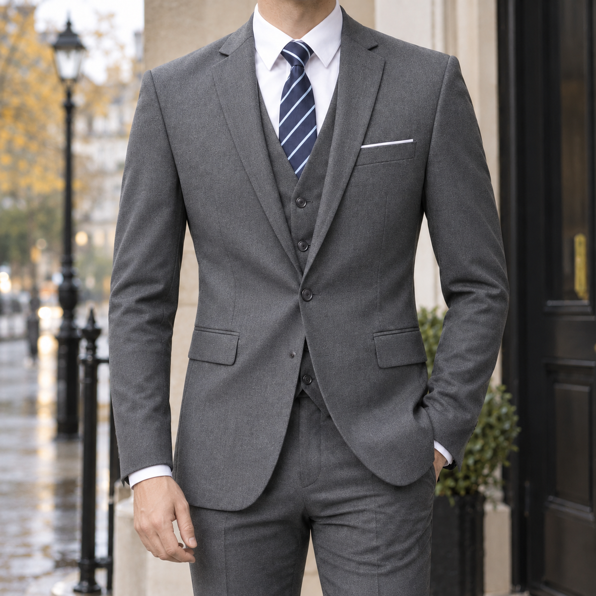 Augustin Slim Blazer - One- Gray White-edged Tro