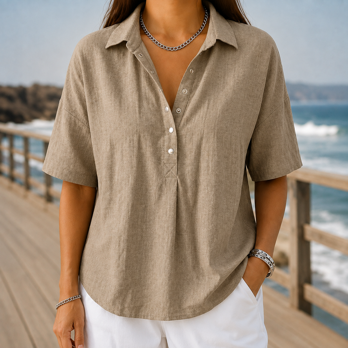 Yara Relaxed Blouse - Khaki