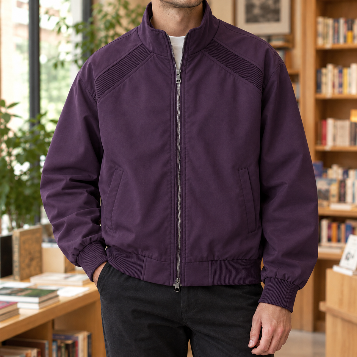Lachlan Stand Collar Jacket - Purple