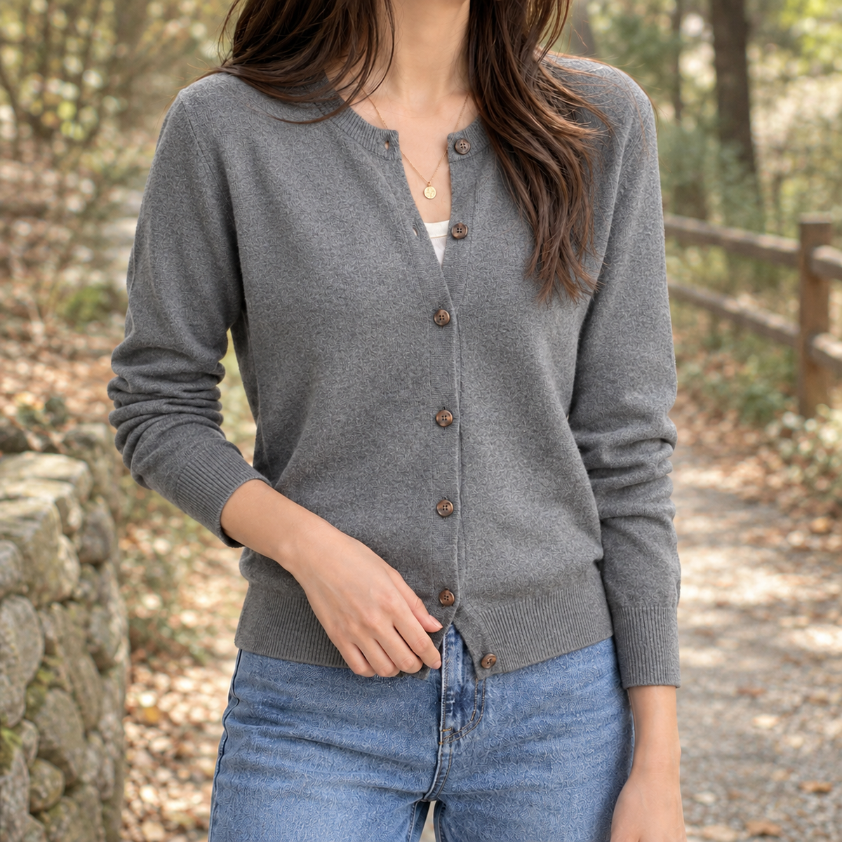 Valentina-Claire Button Front Cardigan - Gray