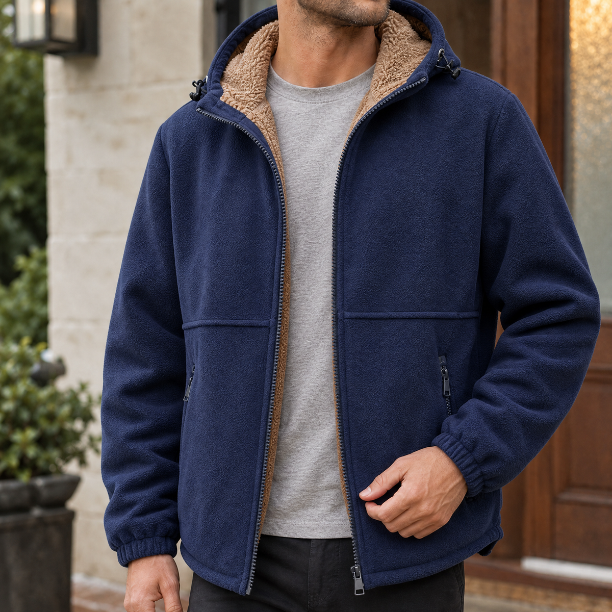 Ignatius Fleece-Lined Jacket - Dark Blue