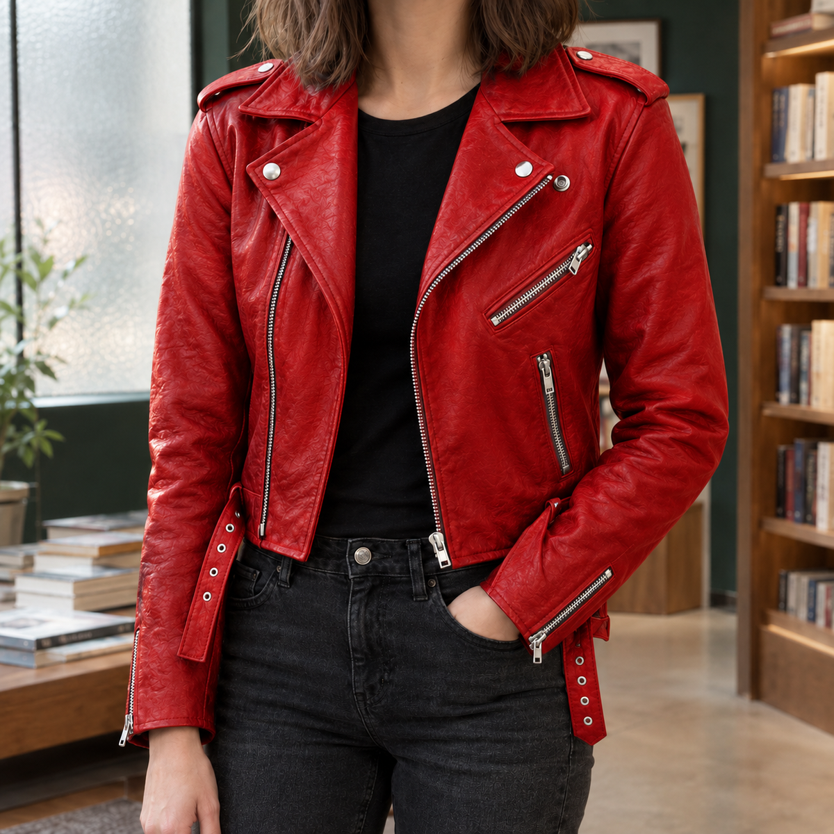 Eliana Biker Jacket - Red