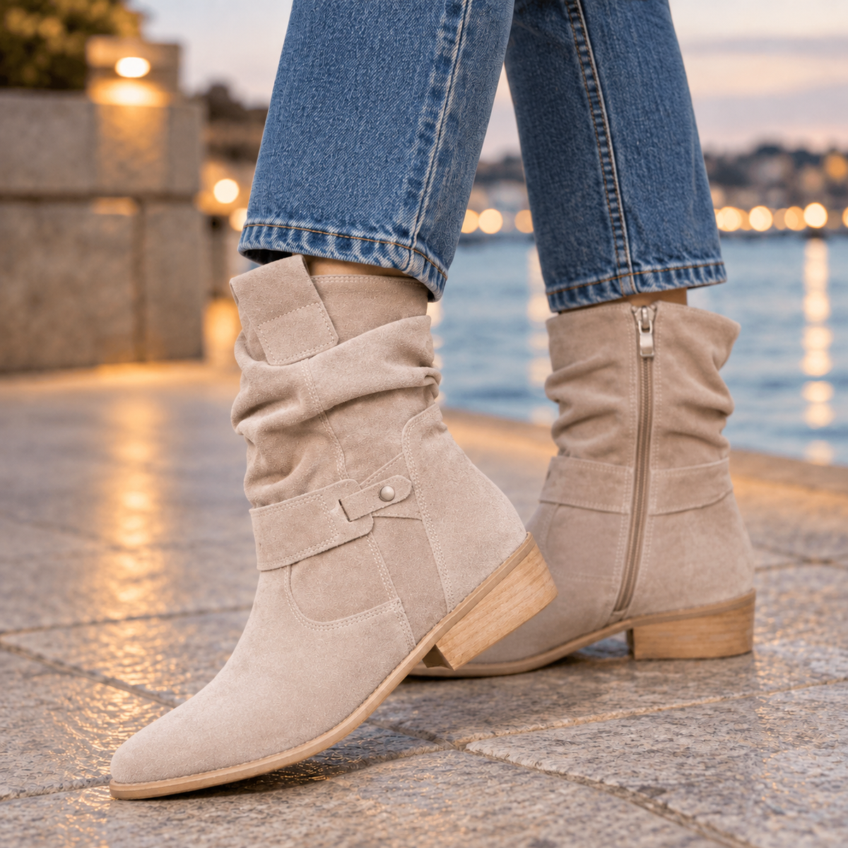 Giordano Western Ankle Boots - Apricot