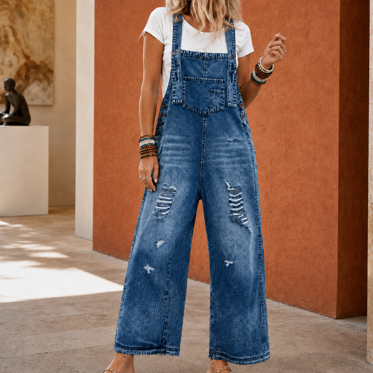 Penelope Wide Leg Jumpsuit - Sea Blue