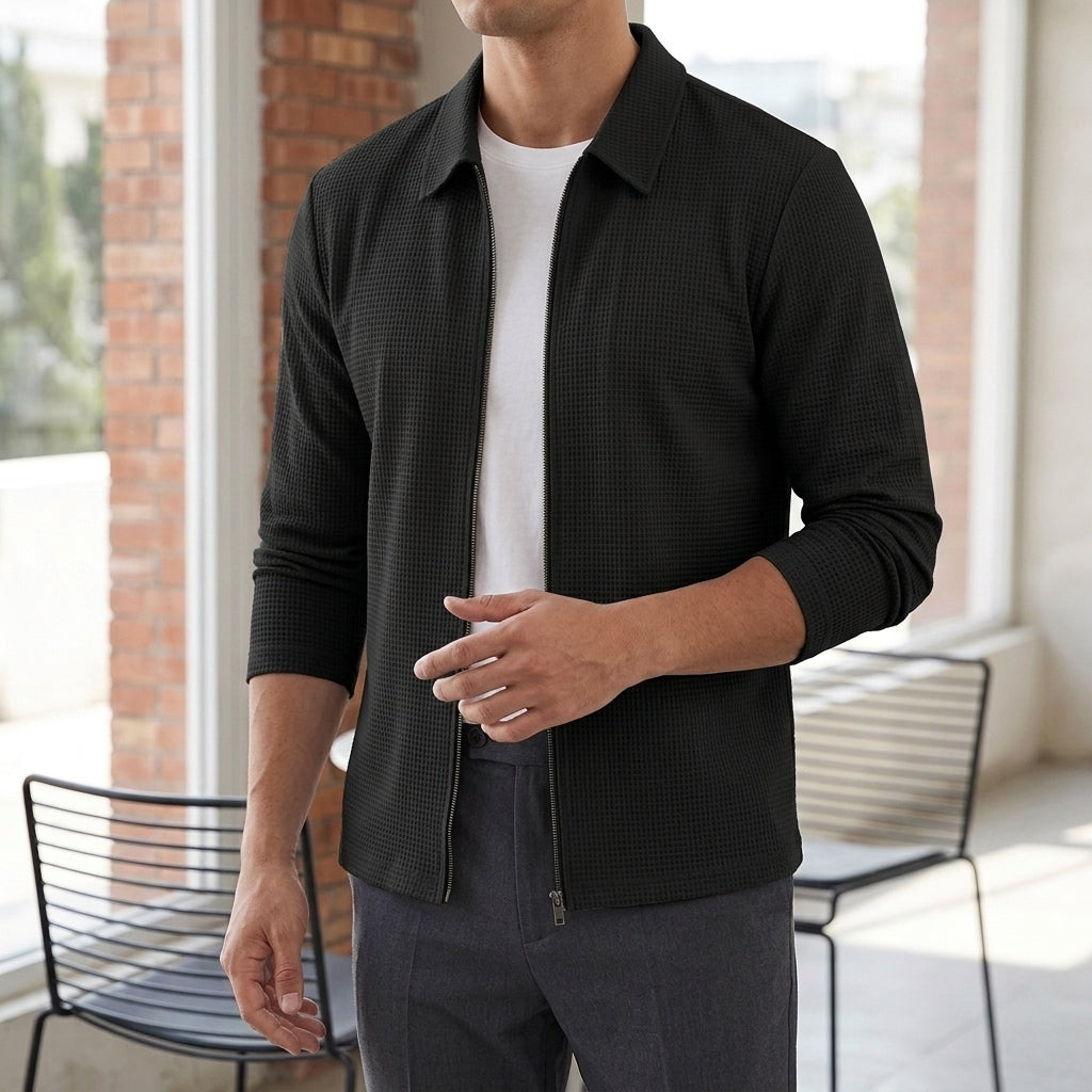 Dorian Waffle Jacket - Black
