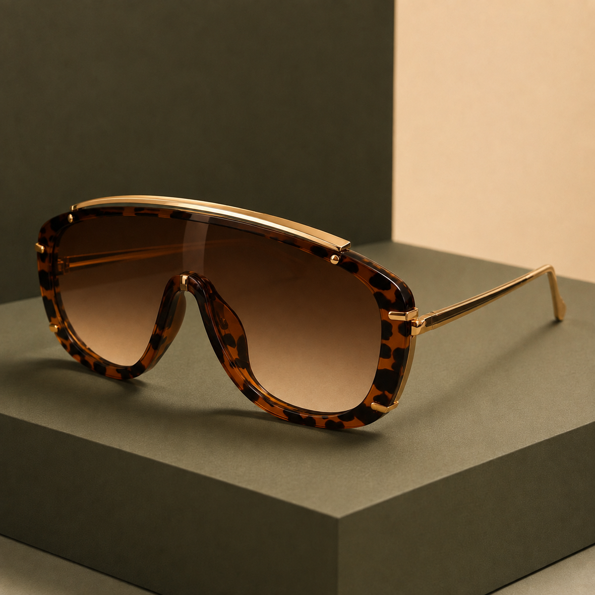 Torin Sculptural Sunglasses - Motif Léopard