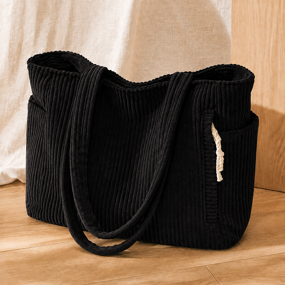 Rovelli Ribbed Tote - Black