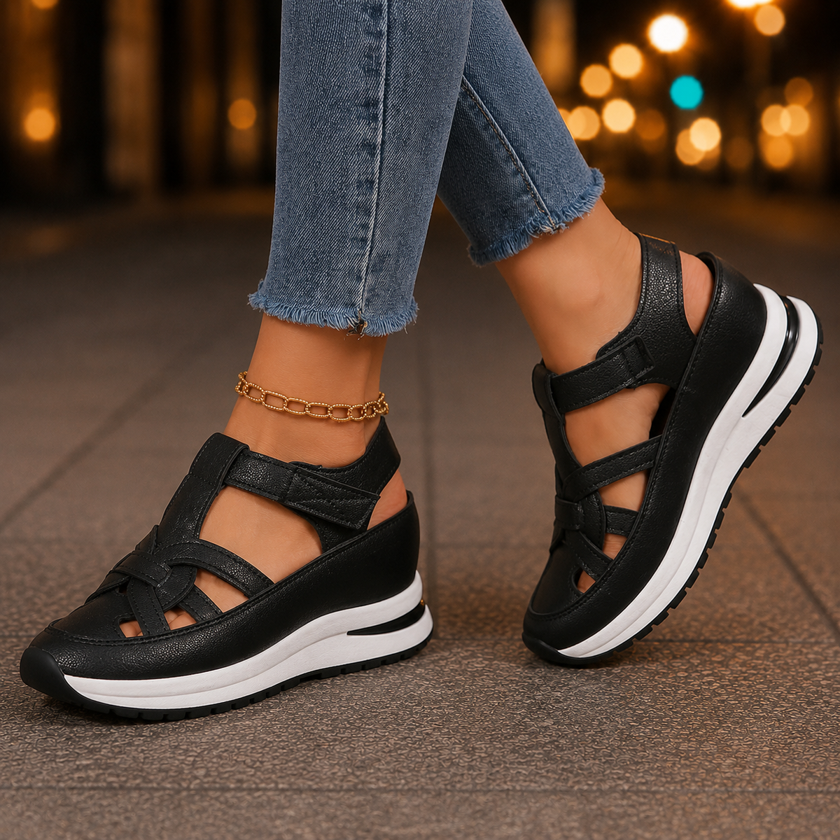 Livorno Orthopedic Sandals - Black