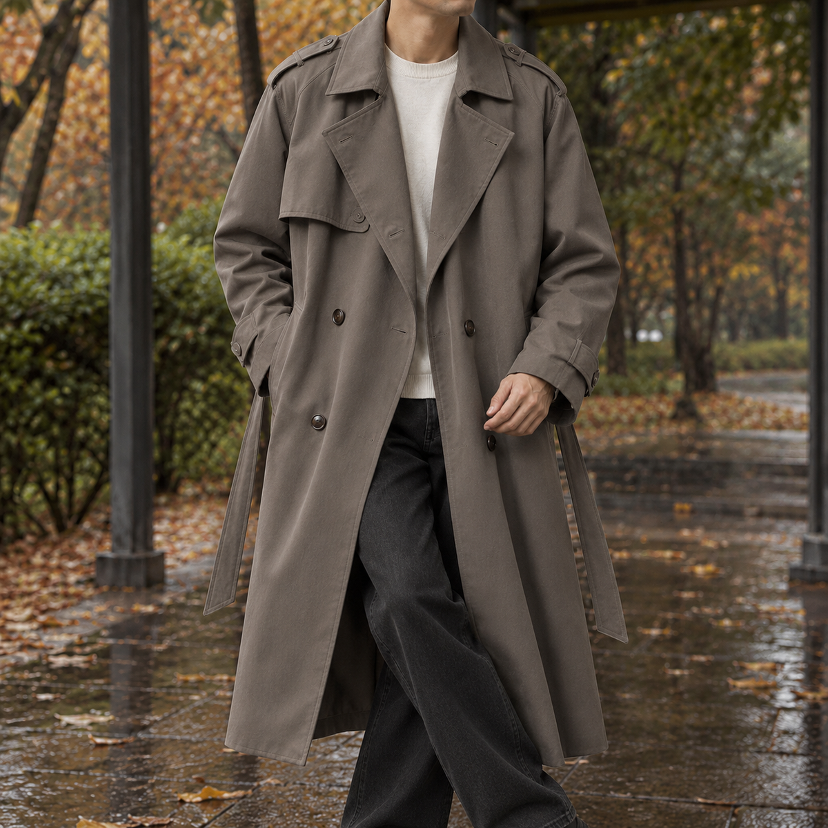 Sebastian-Hayes Double Breasted Overcoat - Coffee