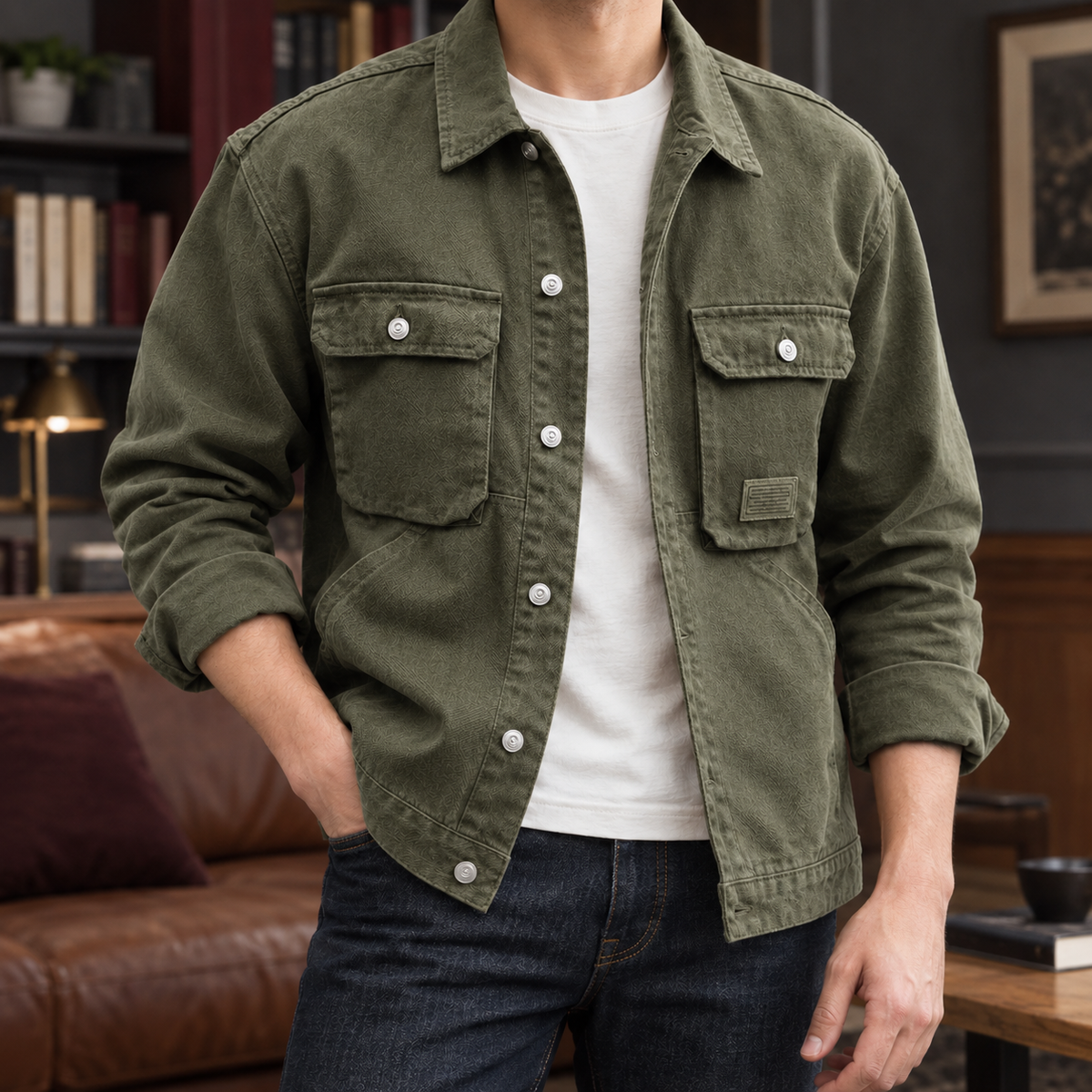 Nathaniel Utility Jacket - Olive Green