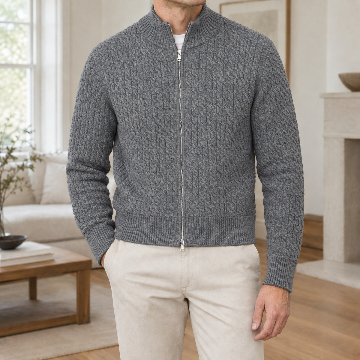 Ambrose Cable Knit Sweater - Gray