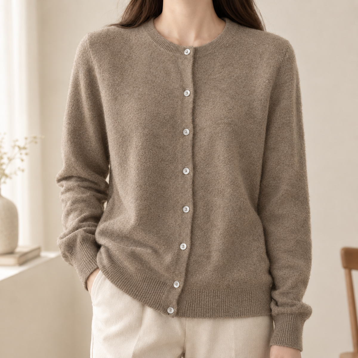 Aurore-Kate Cashmere Cardigan - Camel