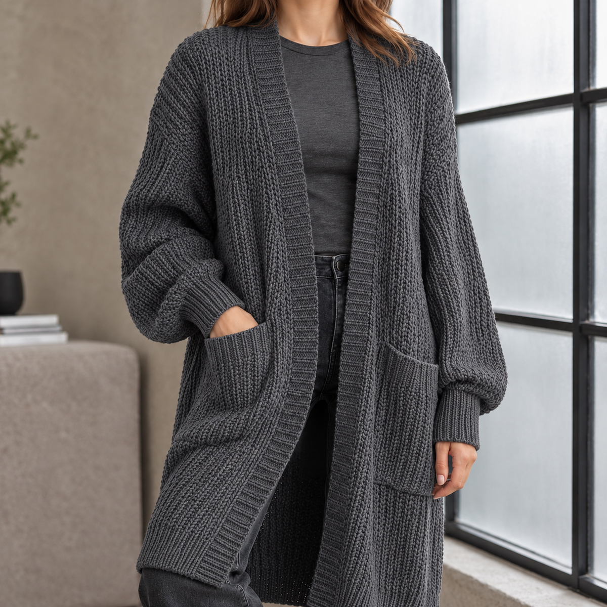 Diana Chunky Cardigan - Dark Gray