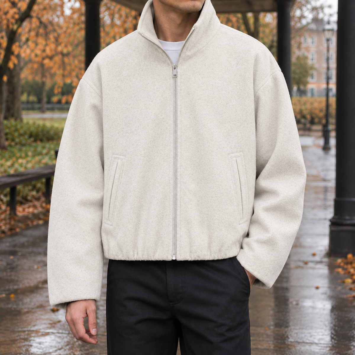 Silas Funnel Neck Jacket - Off White