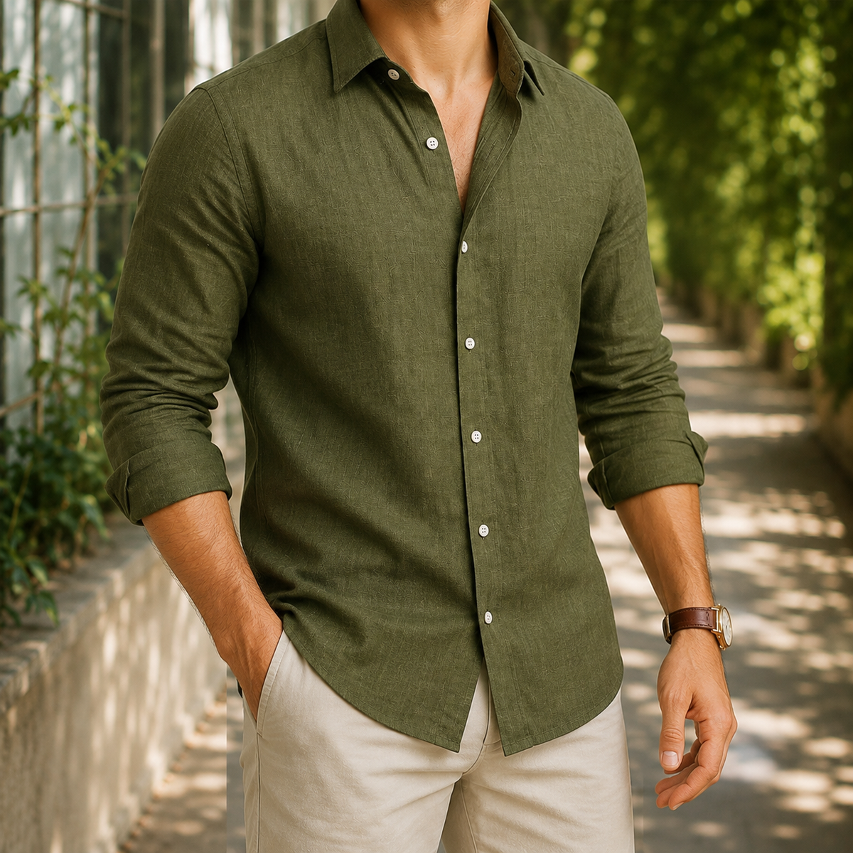 Benedict Linen Shirt - Green