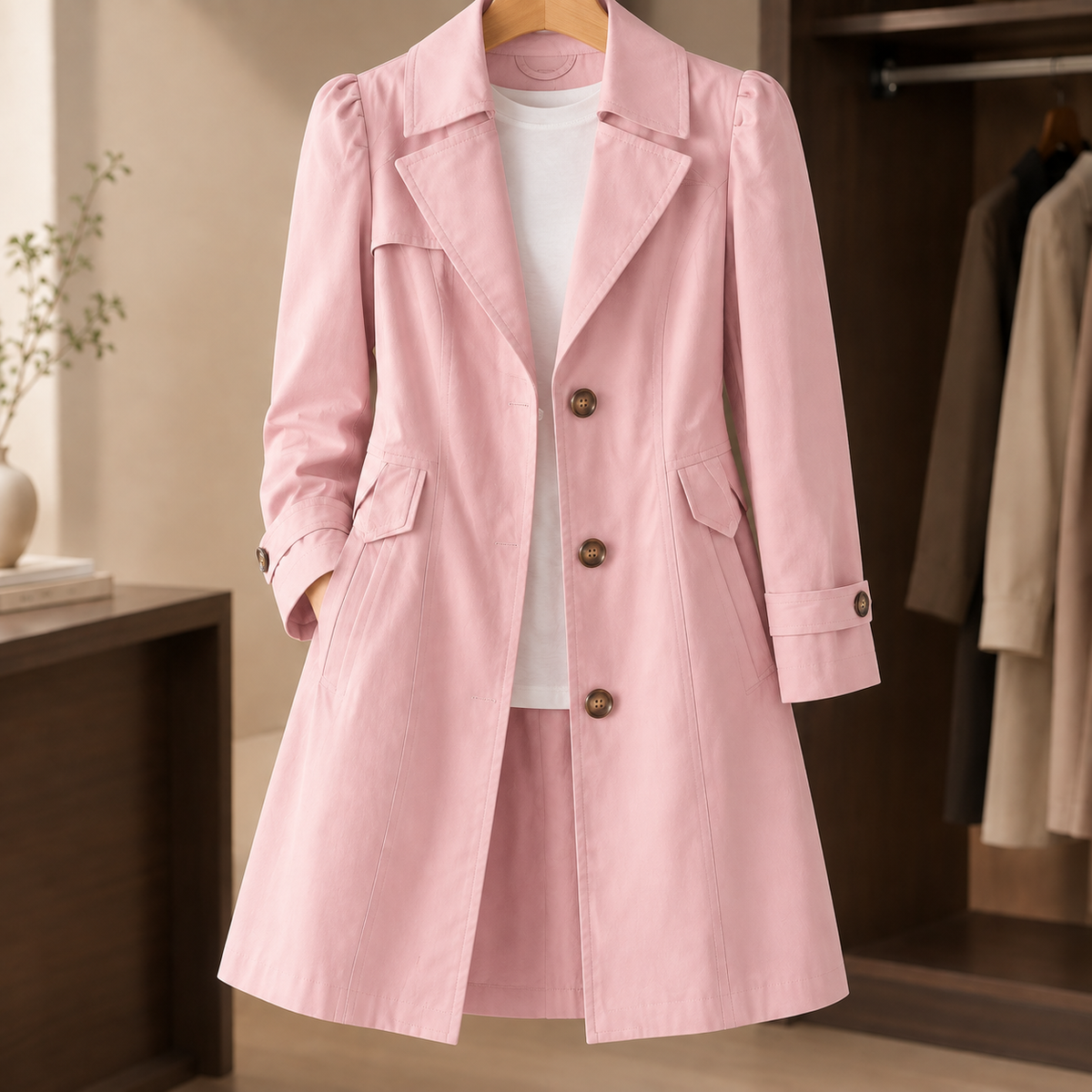 Katrina Tailored Overcoat - Pink