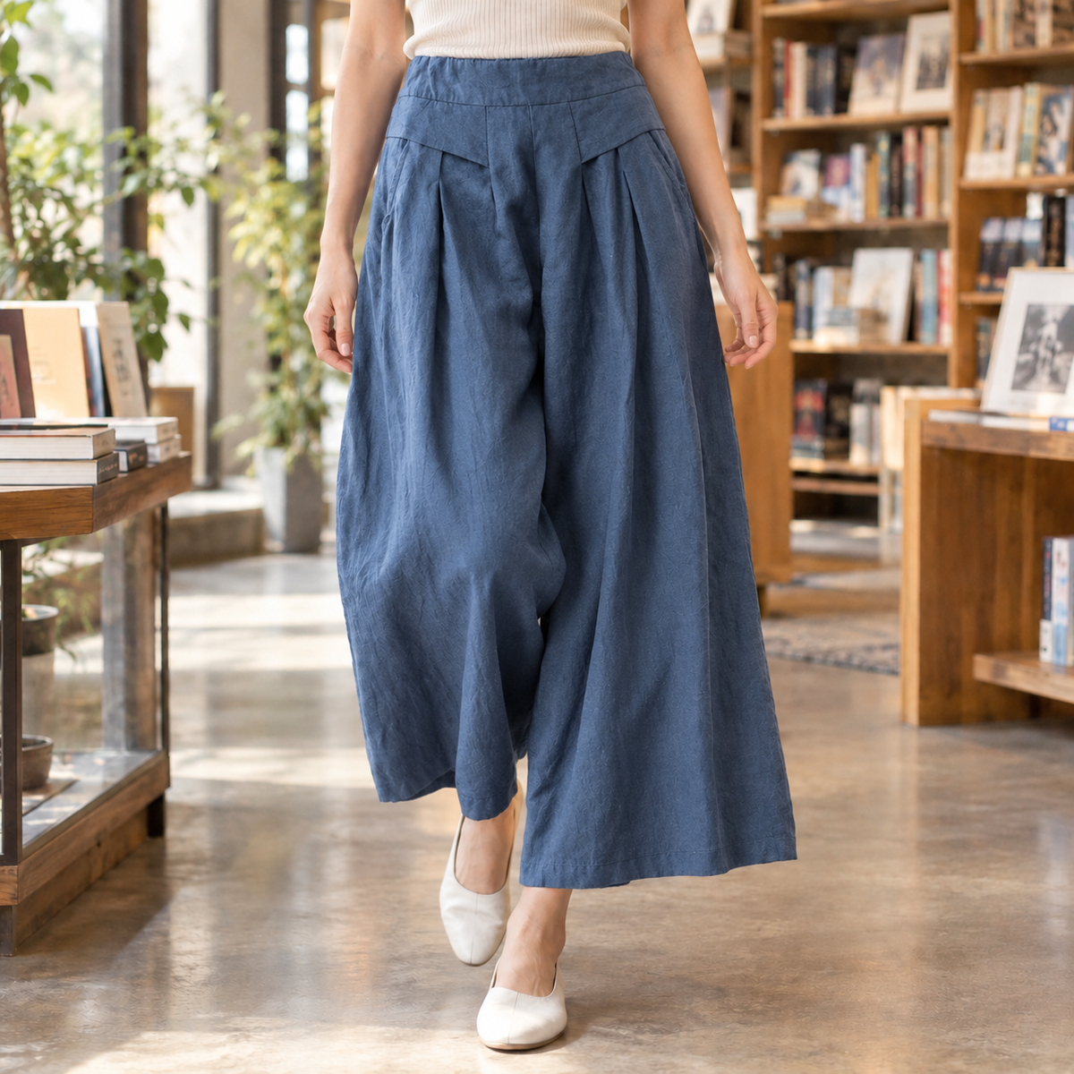 Rosemary Wide Leg Pants - Navy Blue