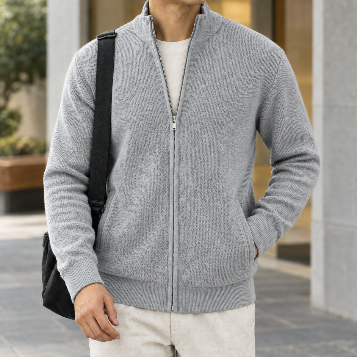 Renard Textured Sweater - Light Gray