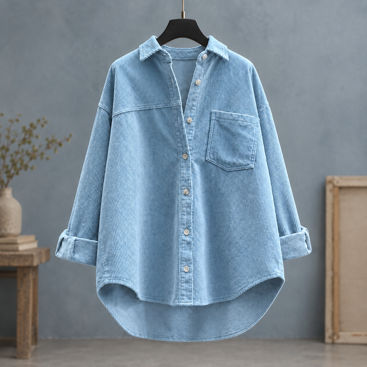 Annalise Corduroy Overshirt - Light Blue