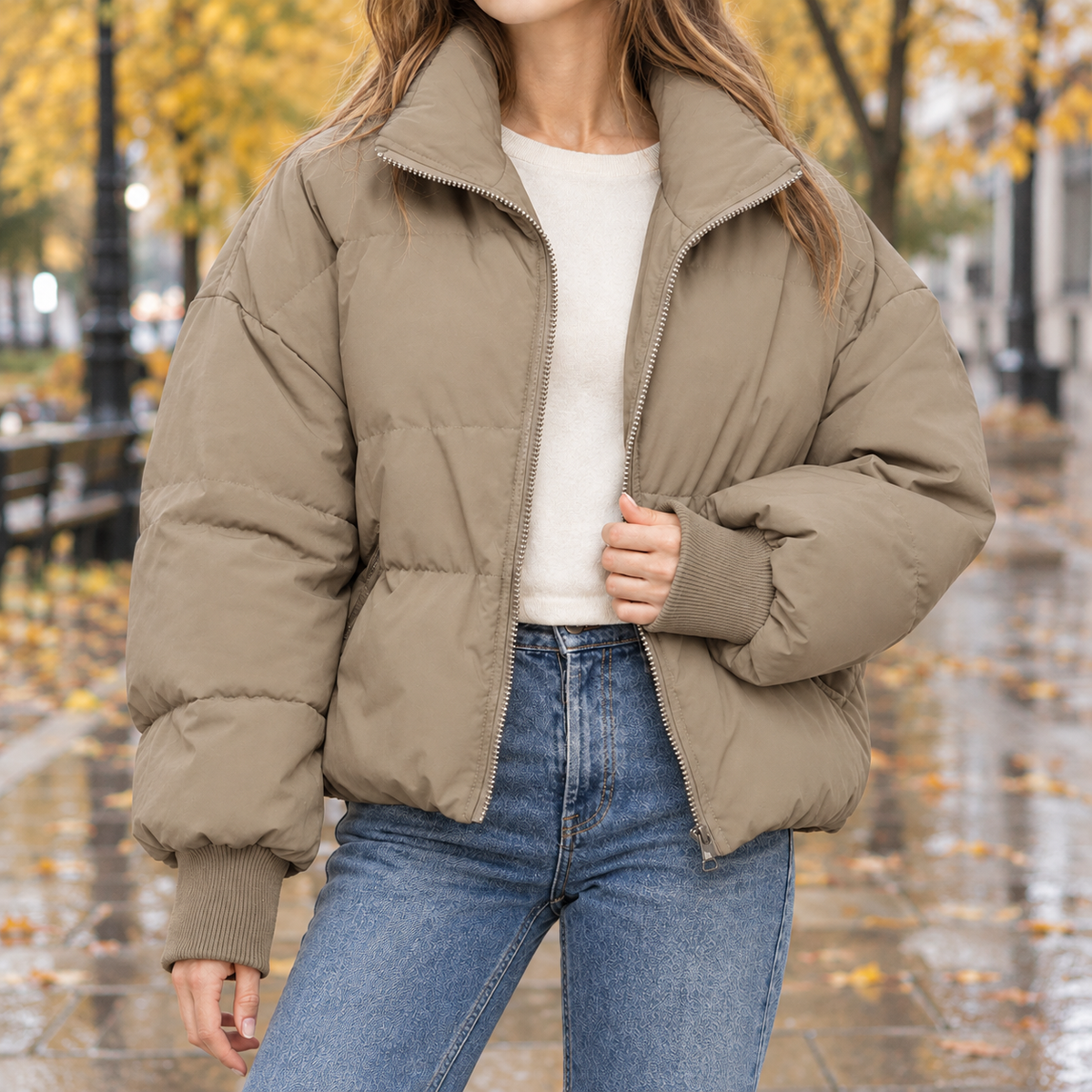 Meredith-Hope Quilted Jacket - Taupe