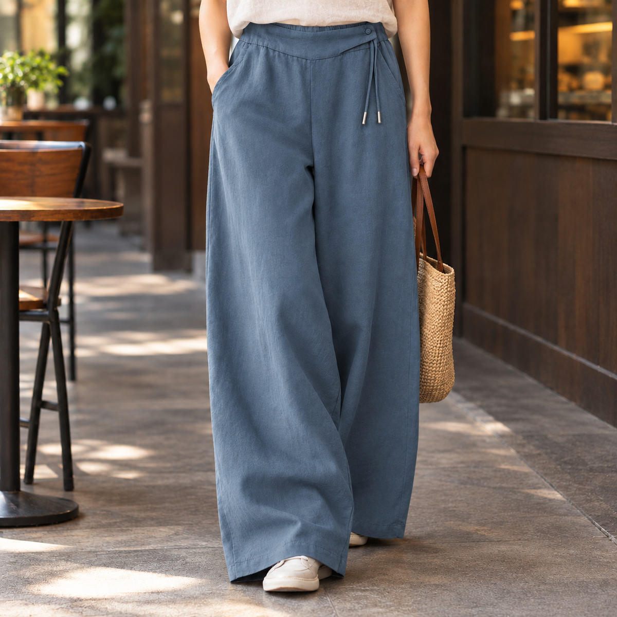 Sophie Wide Leg Pants - Slate Blue