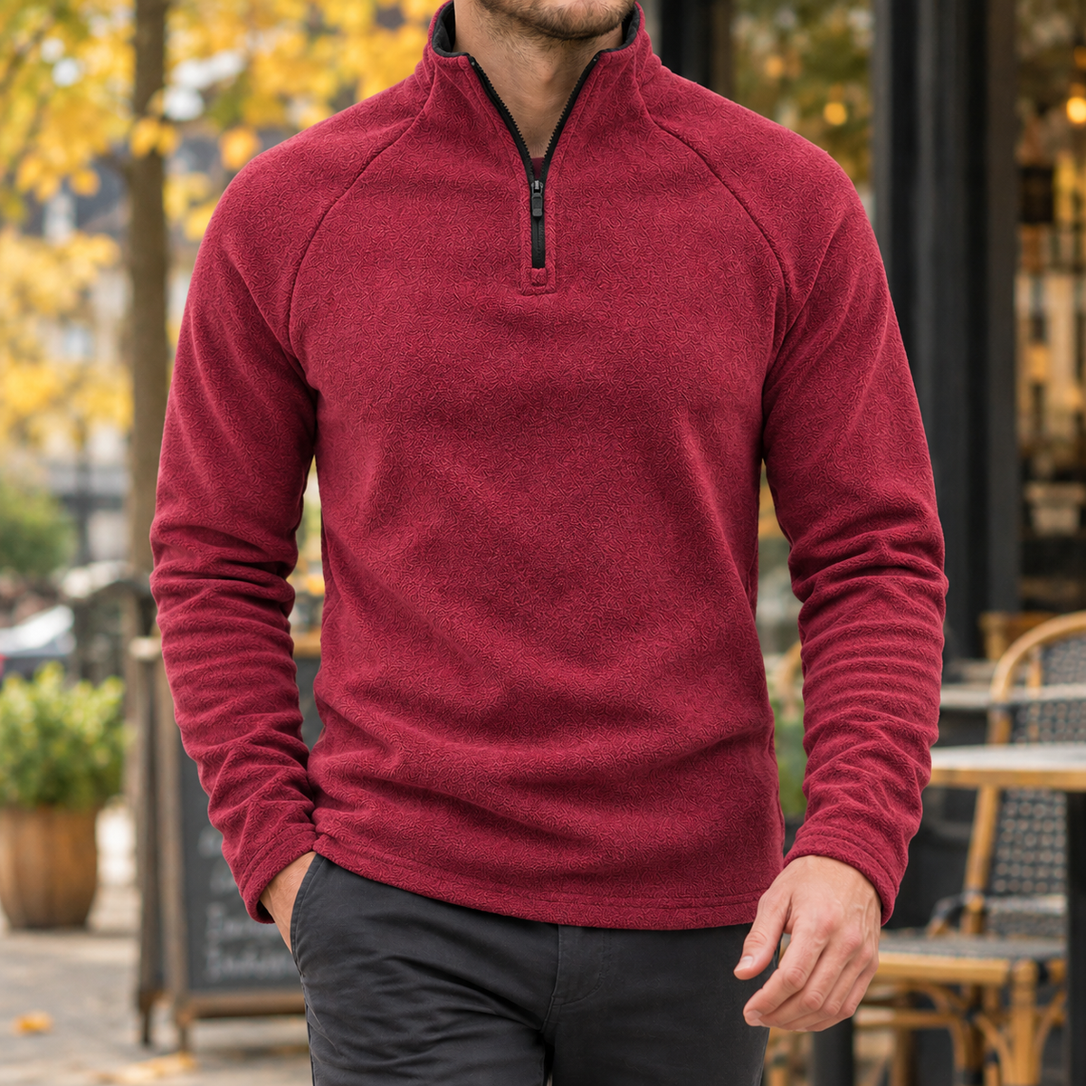 Clement Quarter Zip Pullover - Red