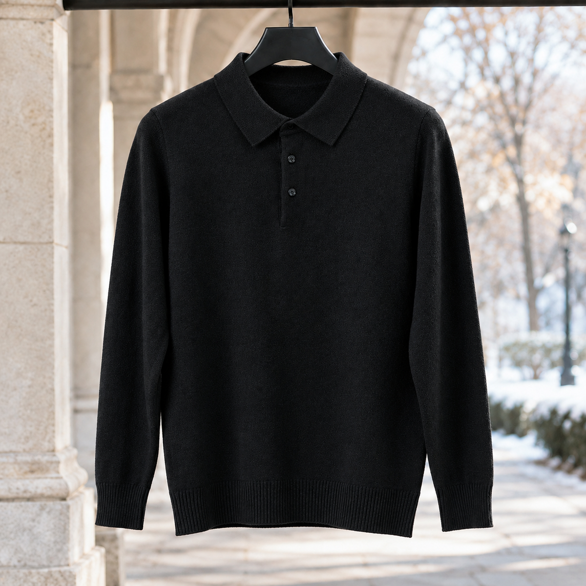 Ross Polo Sweater - Piano Black
