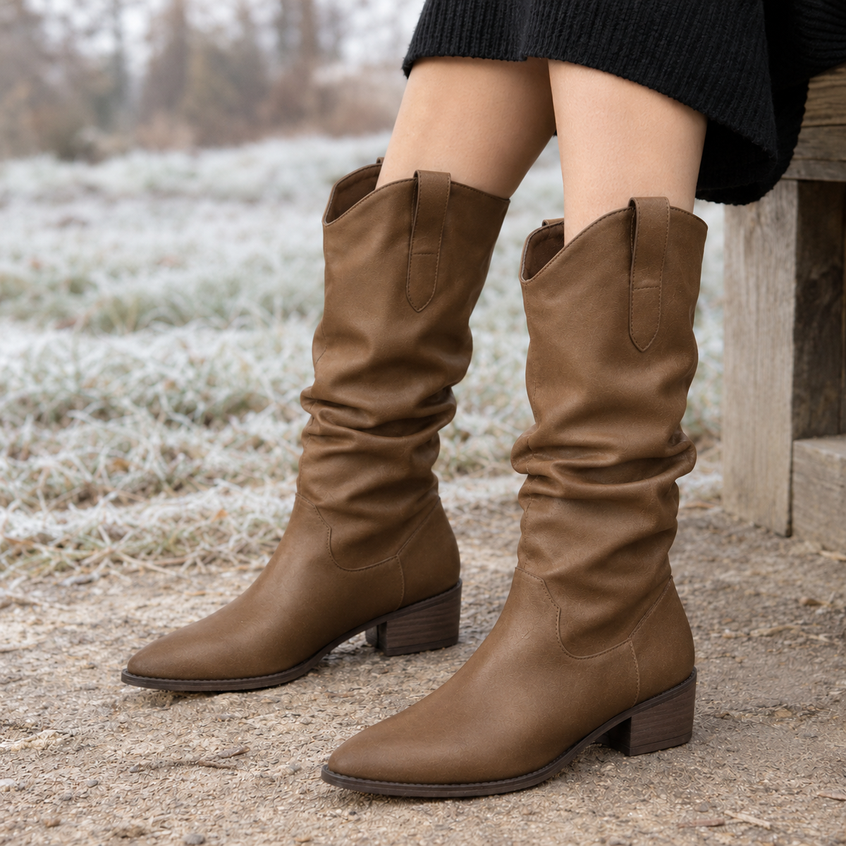 Lecco Suede Slouch Boots - Brown