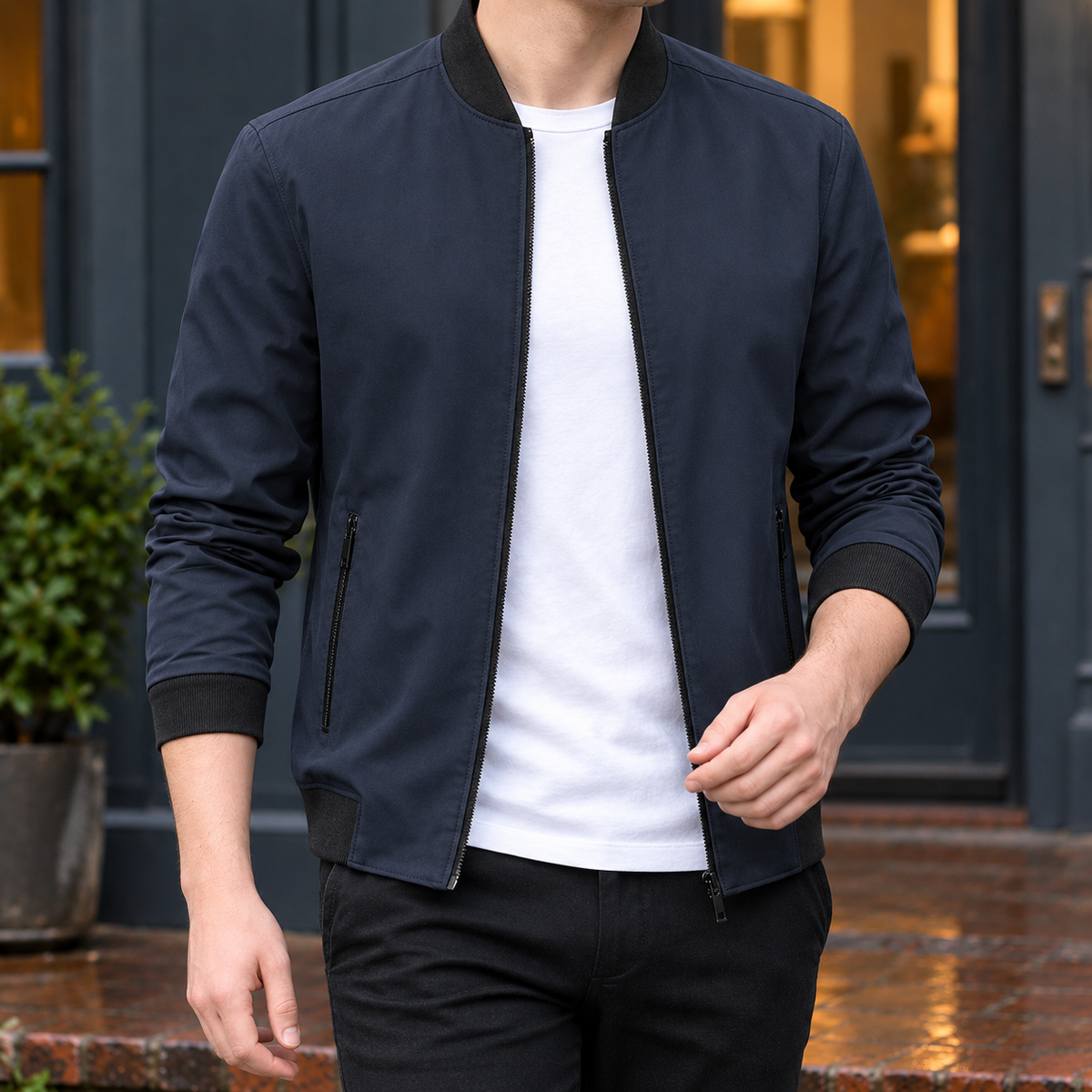 Burnaby Bomber Jacket - Navy Blue