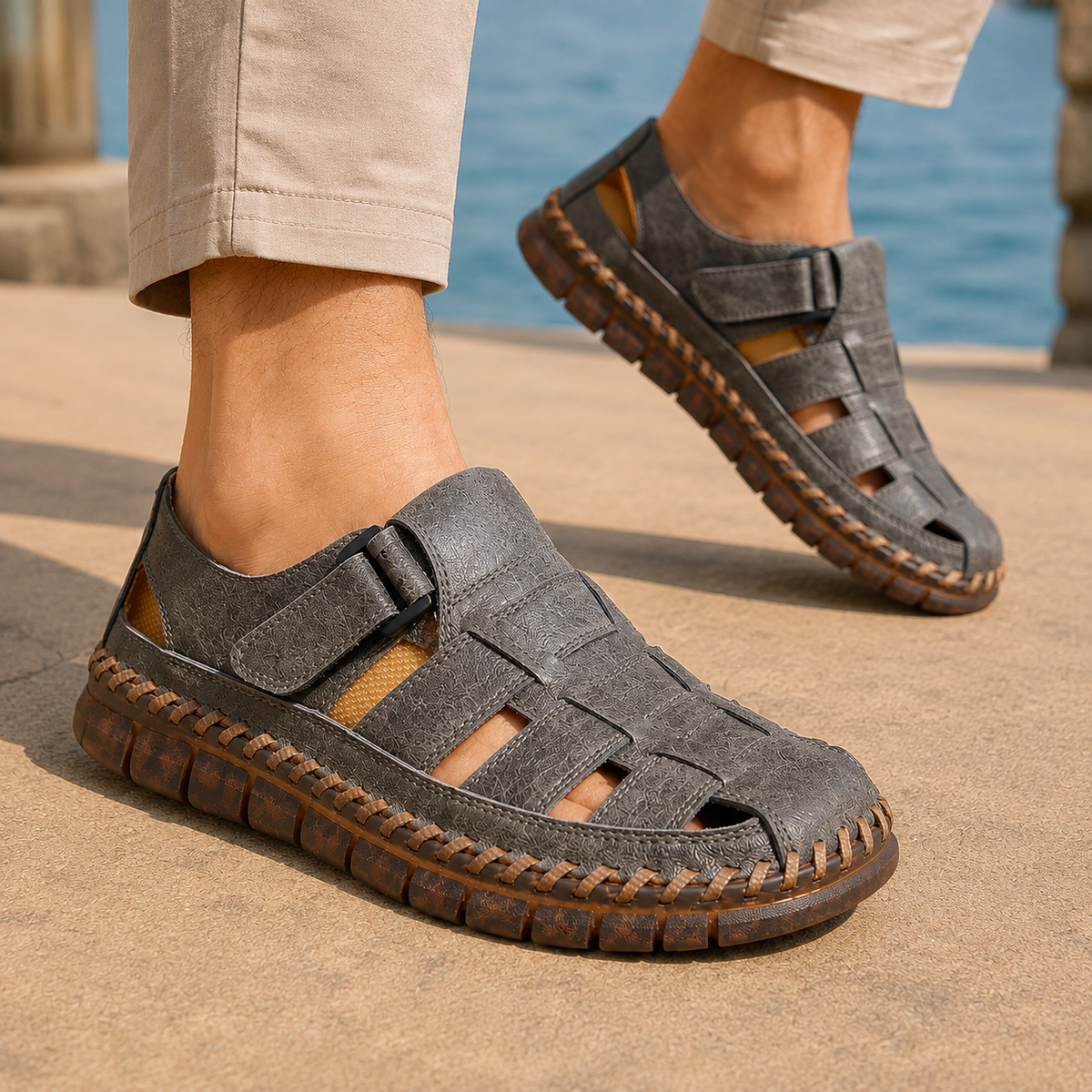 Altieri Fisherman Sandals - Gray