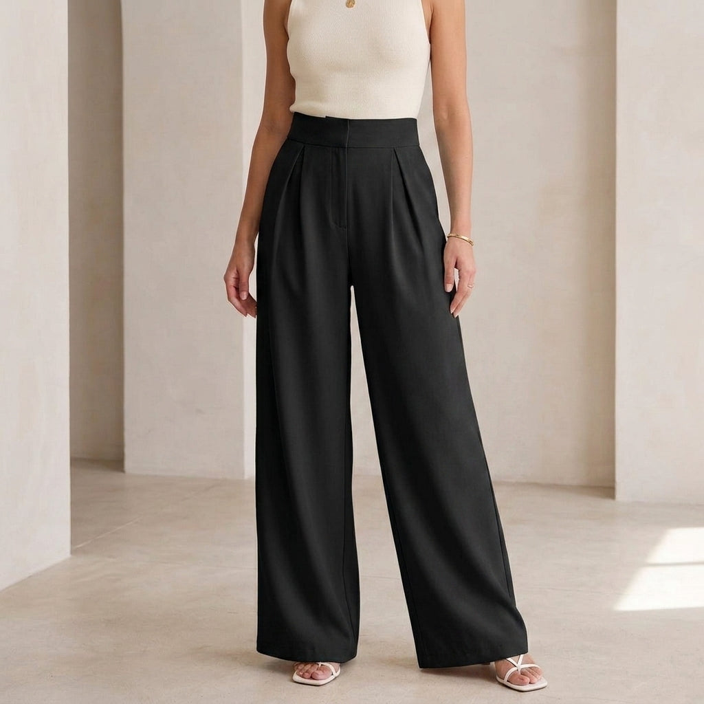 Alessia Wide Leg Pants - Black