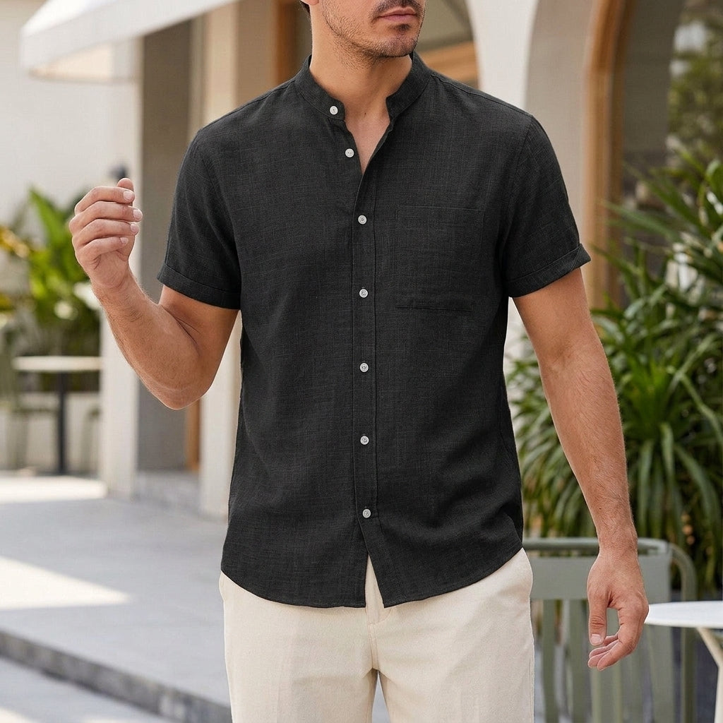 Hudson Mandarin Shirt - Black