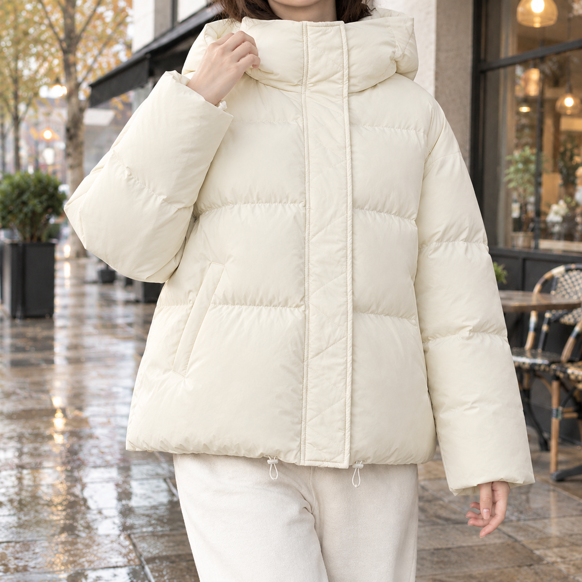 Alice-Claire Hooded Puffer Jacket - White