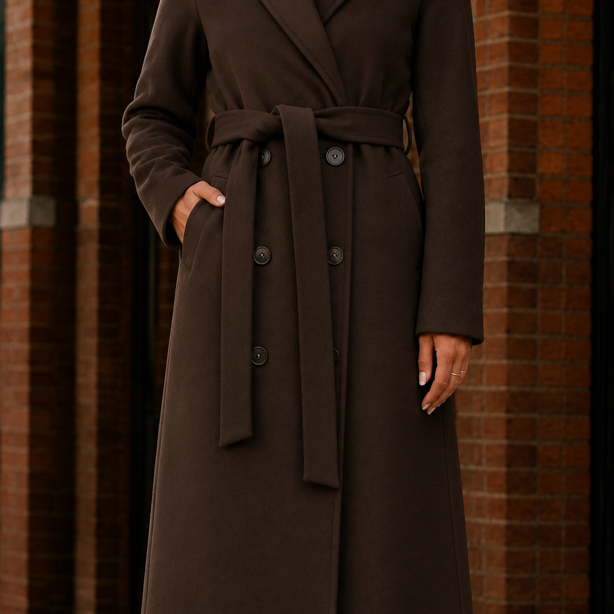 Renata Belted Overcoat - Chocolate