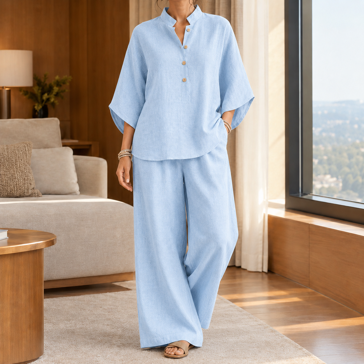Portia-Jade Relaxed Set - Light Blue