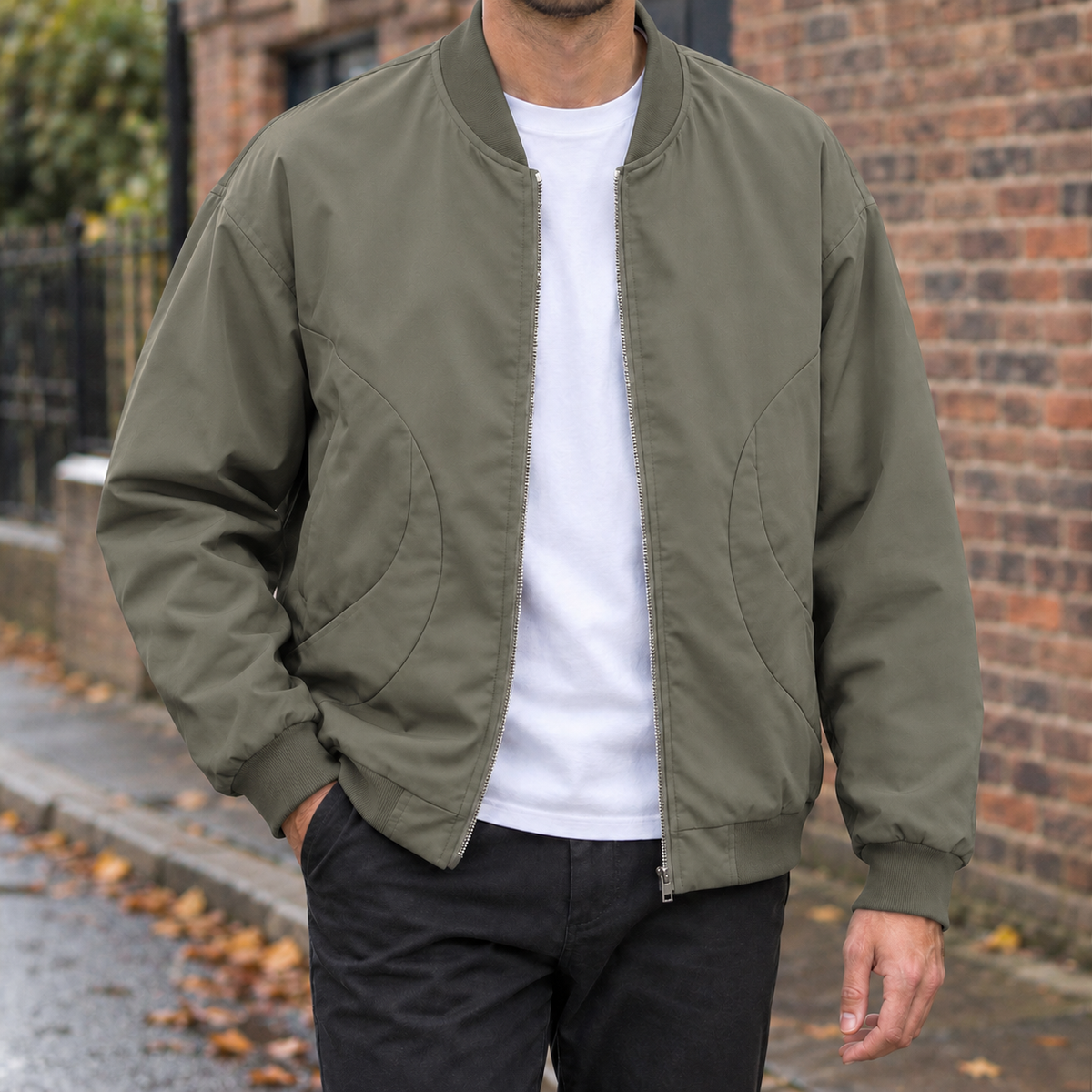 Orion Panelled Bomber Jacket - Green